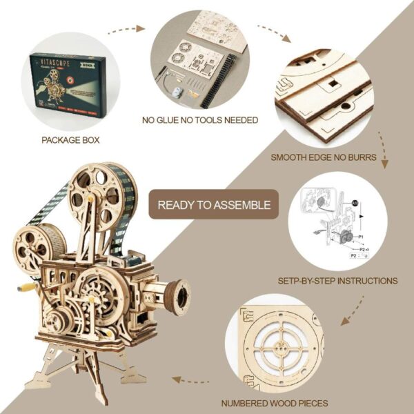 Hand Crank Projector: 3D Wooden Puzzle Film - Image 4