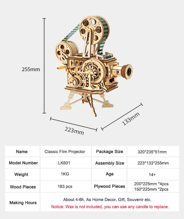 Hand Crank Projector: 3D Wooden Puzzle Film - Image 5