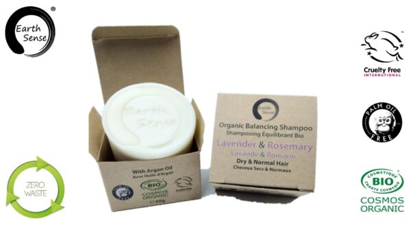 Organic Shampoo - Lavender & Rosemary - Dry & all Hair Types; 4 x 60g - Image 2