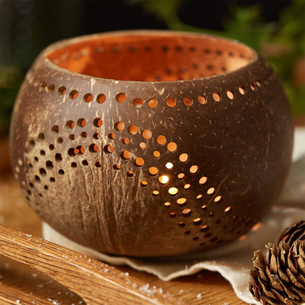 Coconut Shell Tea Light Holder Set - Image 4