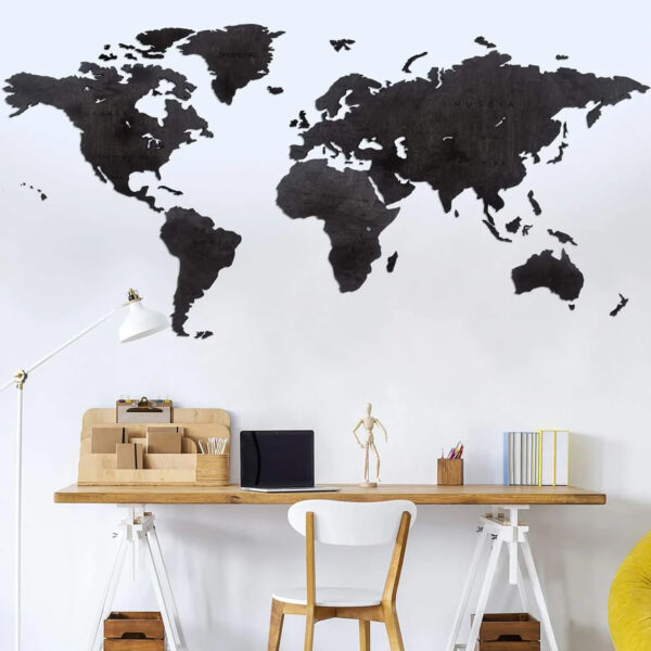 Heban Country Wooden World Map