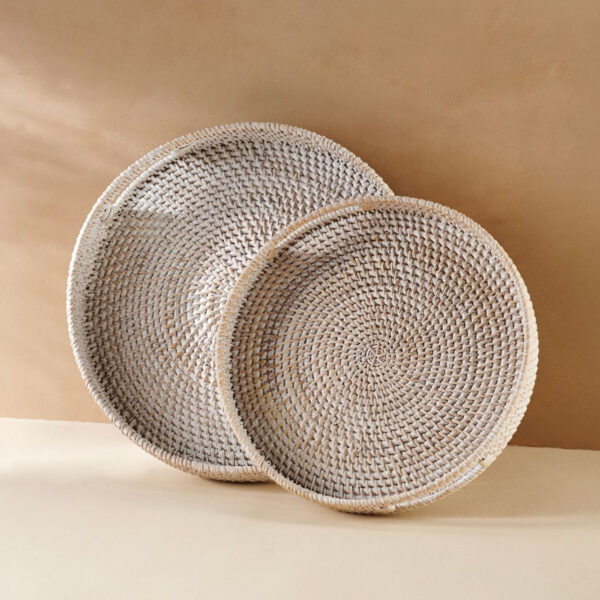 Whitewashed Rattan Tray