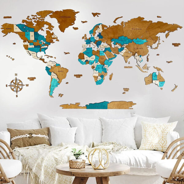 Wooden 3D World Map | LAZUR